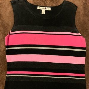 David Brooks Petites,  sleeveless pink and black blouse, shirt.  Size PM
